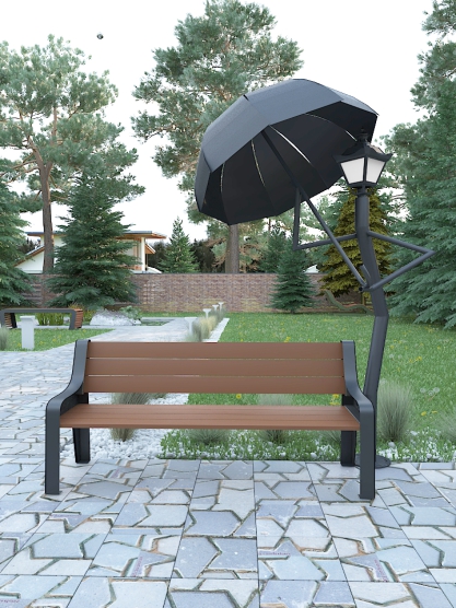 Скамейка с фонарем 